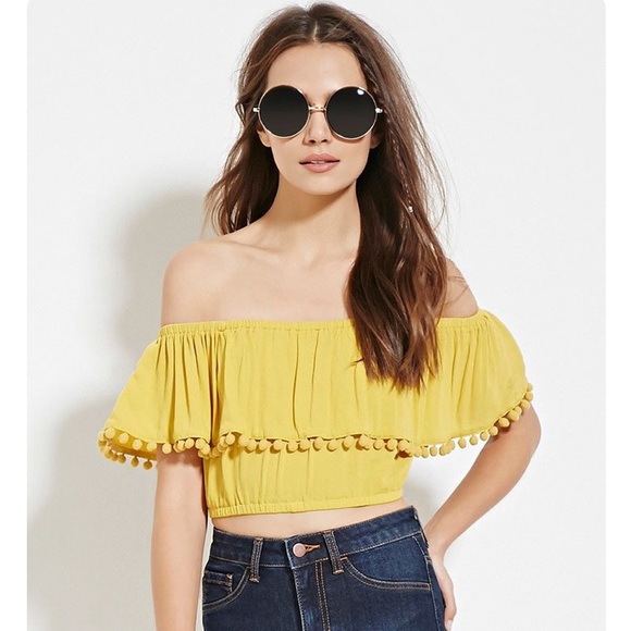 forever 21 yellow off shoulder top